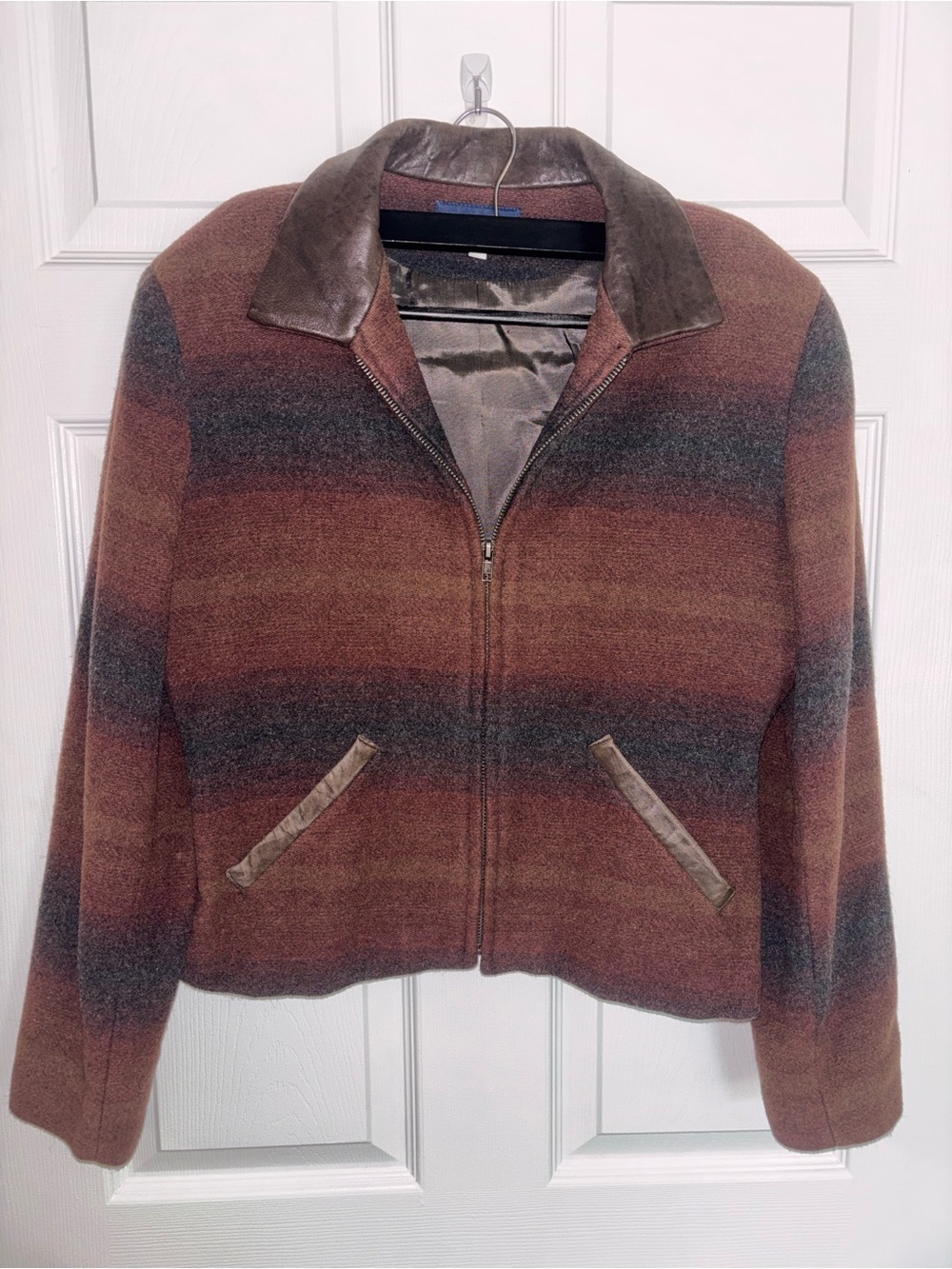 80s Vintage zip-up faux leather jacket